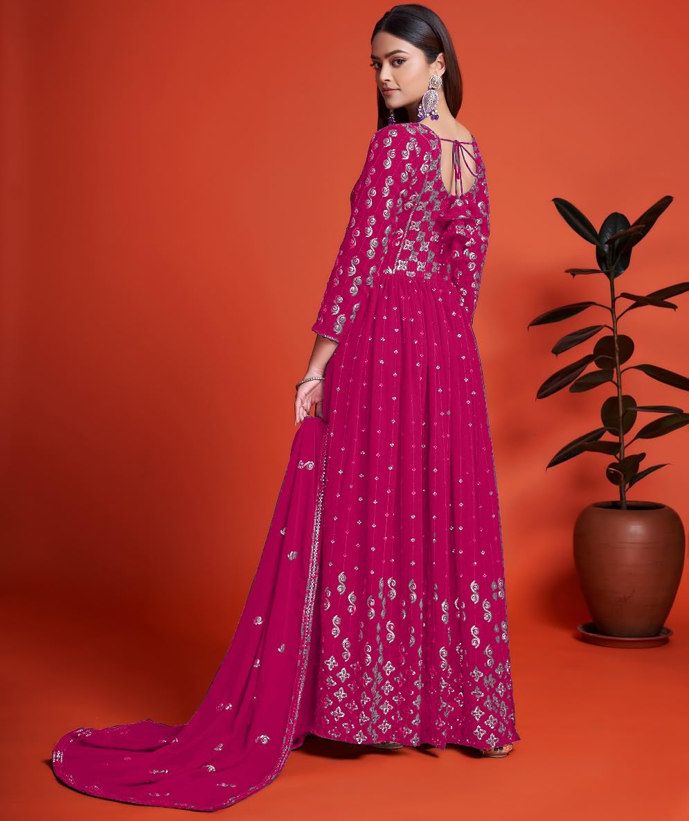 Fashion Basket Women'S Anarakali Kurta With Dupatta Set (Pink)