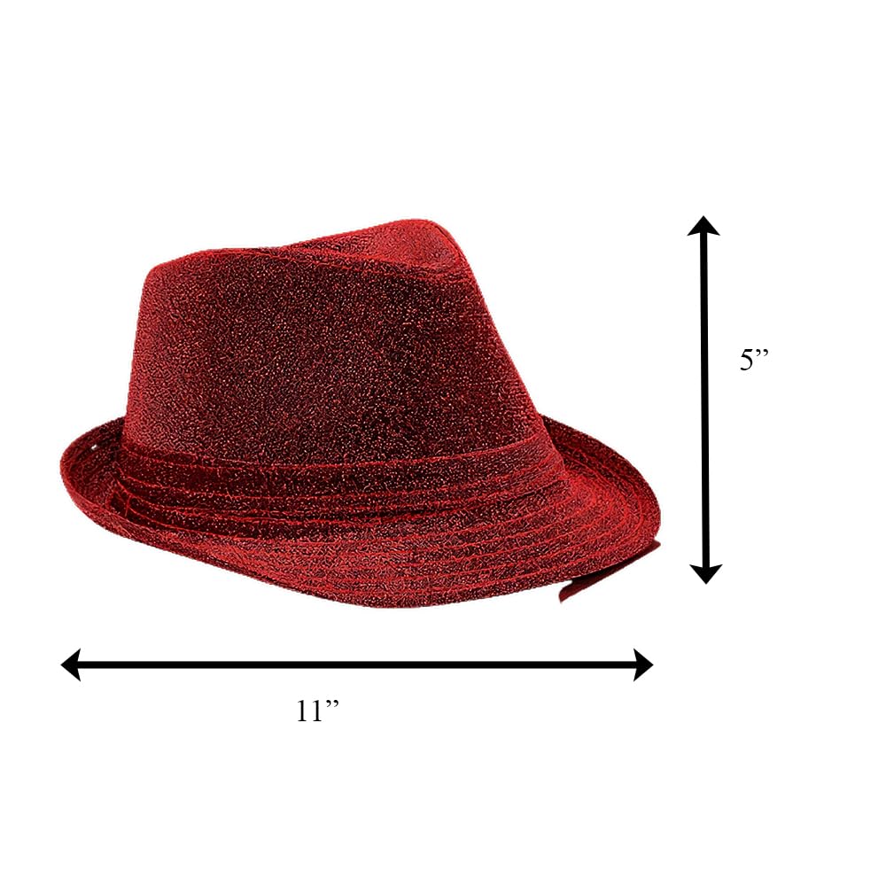 blinkee Glittery Finish Soft Red Fabric Fedora Hat Non Light Up