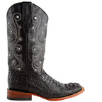 Ferrini 4039304085D Mens Print Caiman Crocodile Square Toe Boots - Black- 8.5D