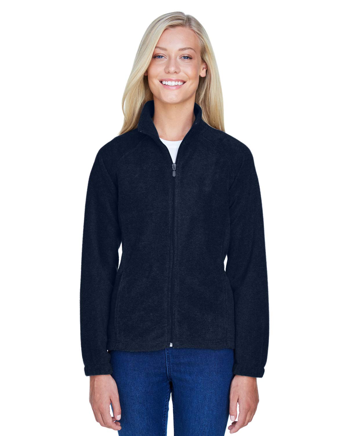 Ladies 8 oz Full-Zip Fleece - BLAcK - XS(D0102H76W6P)