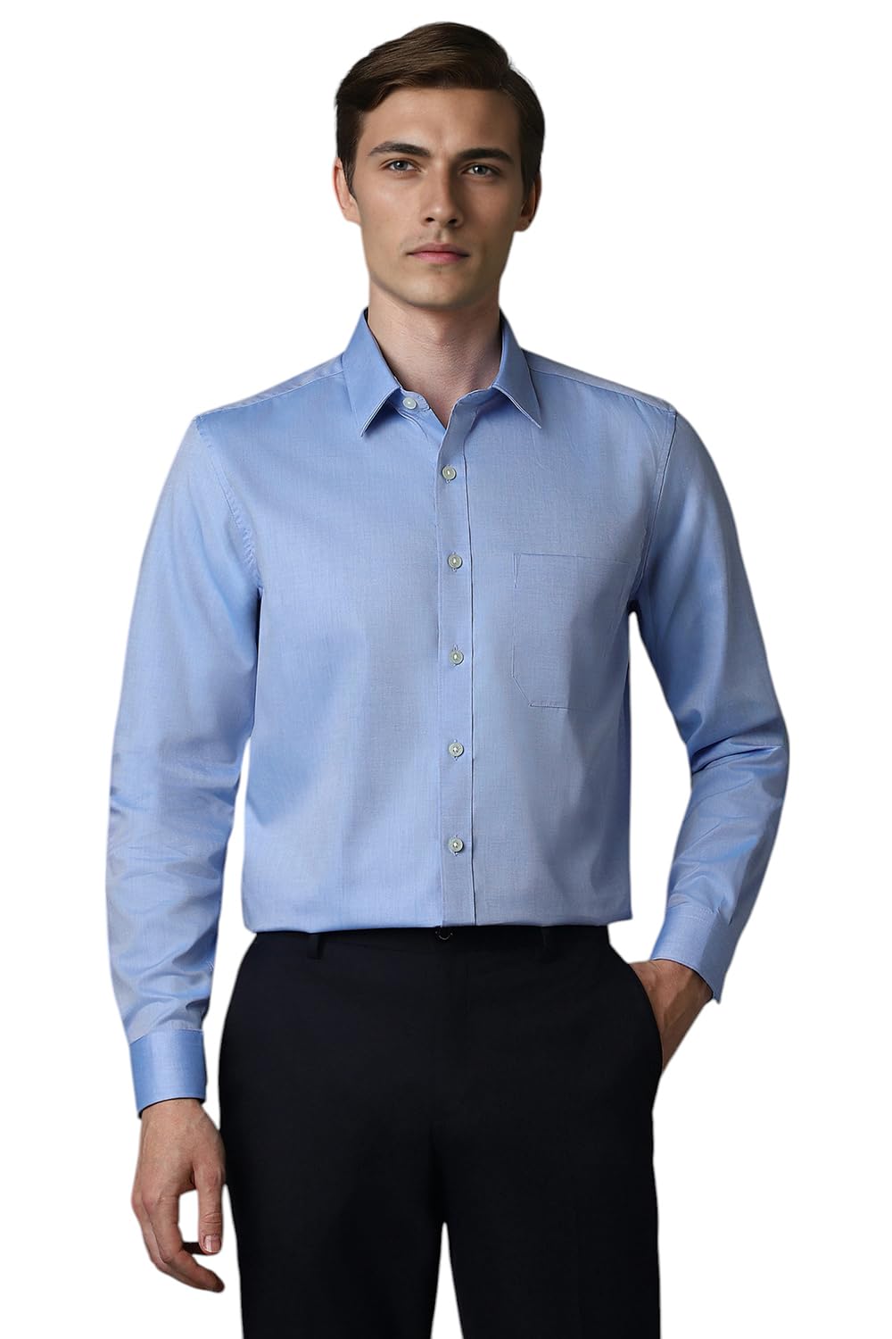 Louis Philippe Men Blue Slim Fit Solid Full Sleeves Formal Shirt