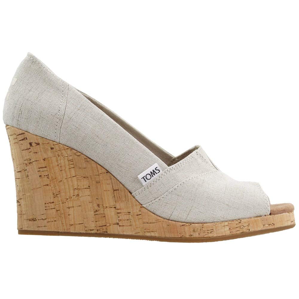 TOMS Women's Classic Espadrille Wedge Sandal, Natural Crosshatch Jacquard, 7.5