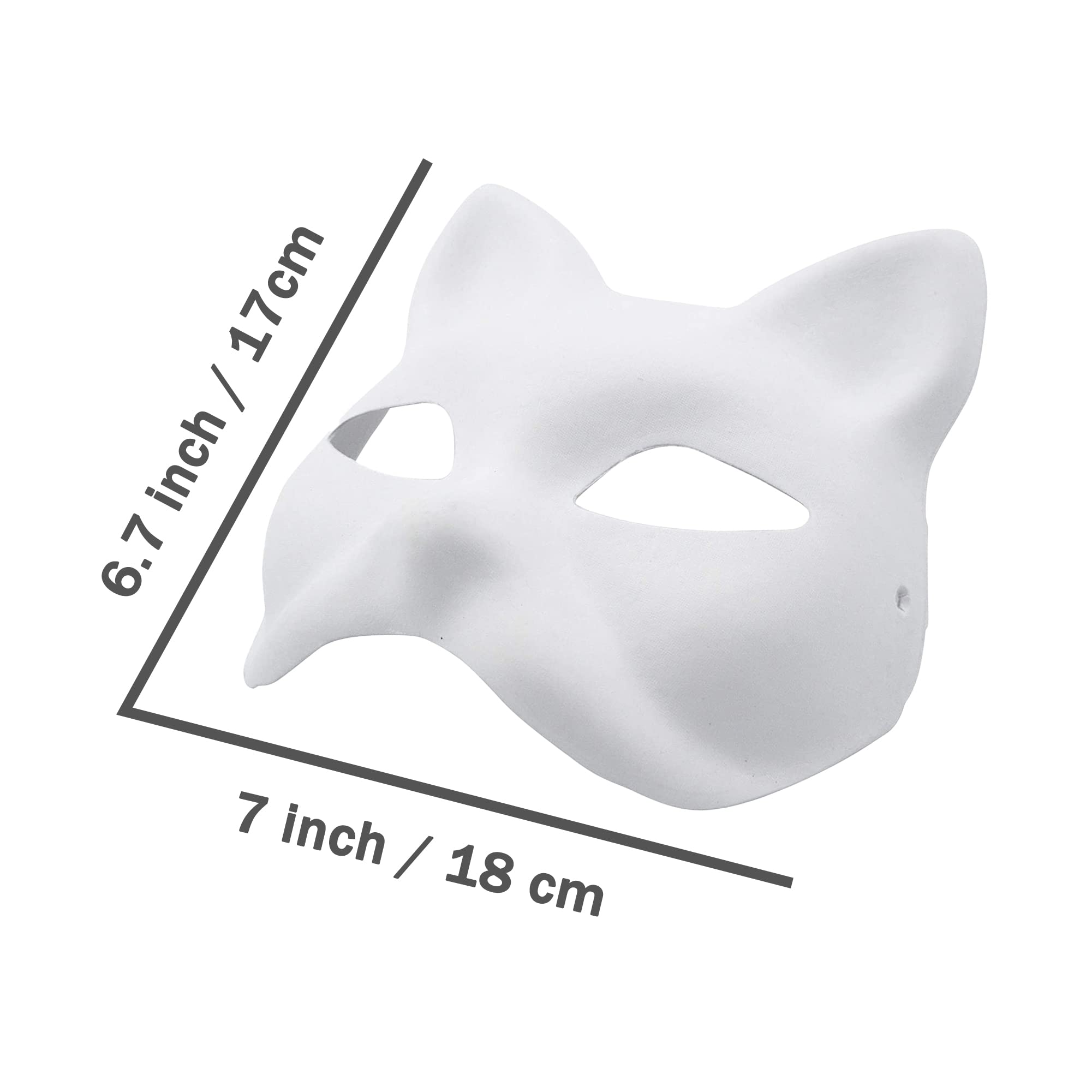 Nakimo Fox Mask DIY Paintable Cosplay Accessories Mask for Party Masquerade Costume Halloween, Pack of 5