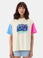 The Souled Store Official Disney: Pixar Monsters Women and Girls Short Sleeve Round Neck Multicolor Graphic Printed Cotton Overs