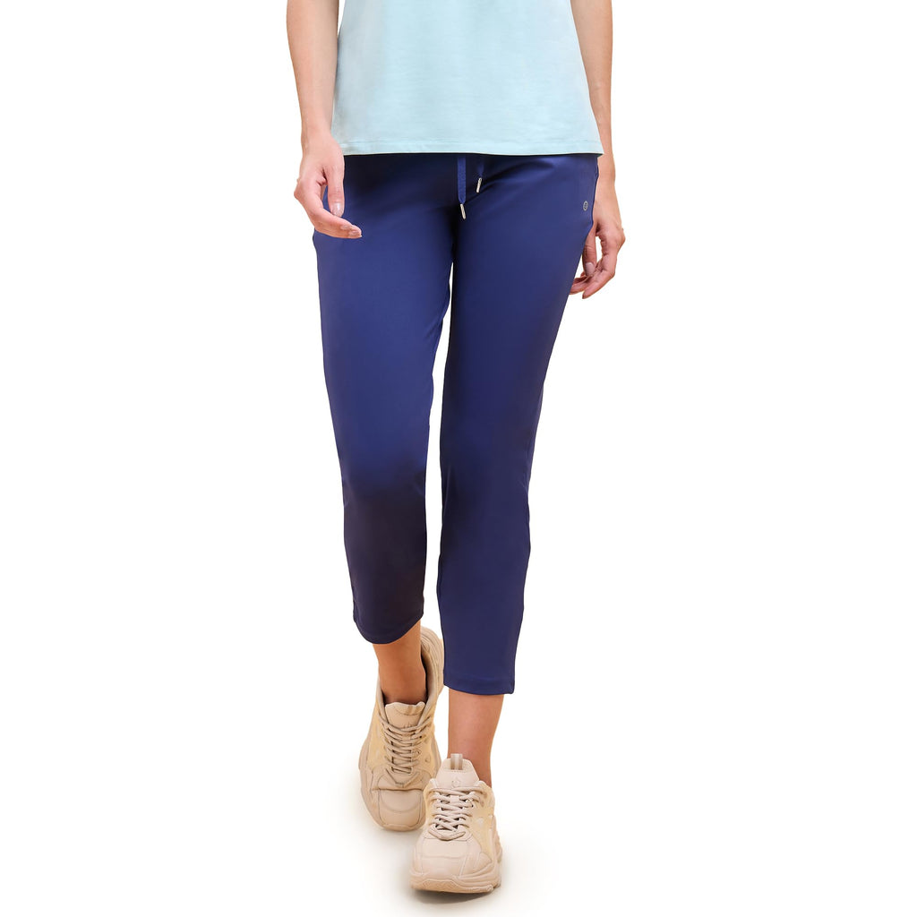 Enamor Athleisure Womens Mid Rise Relaxed Fit 7/8 Length Quick Dry 4 Way Stretch Antimicrobial Smart Active Travel Pants - E068