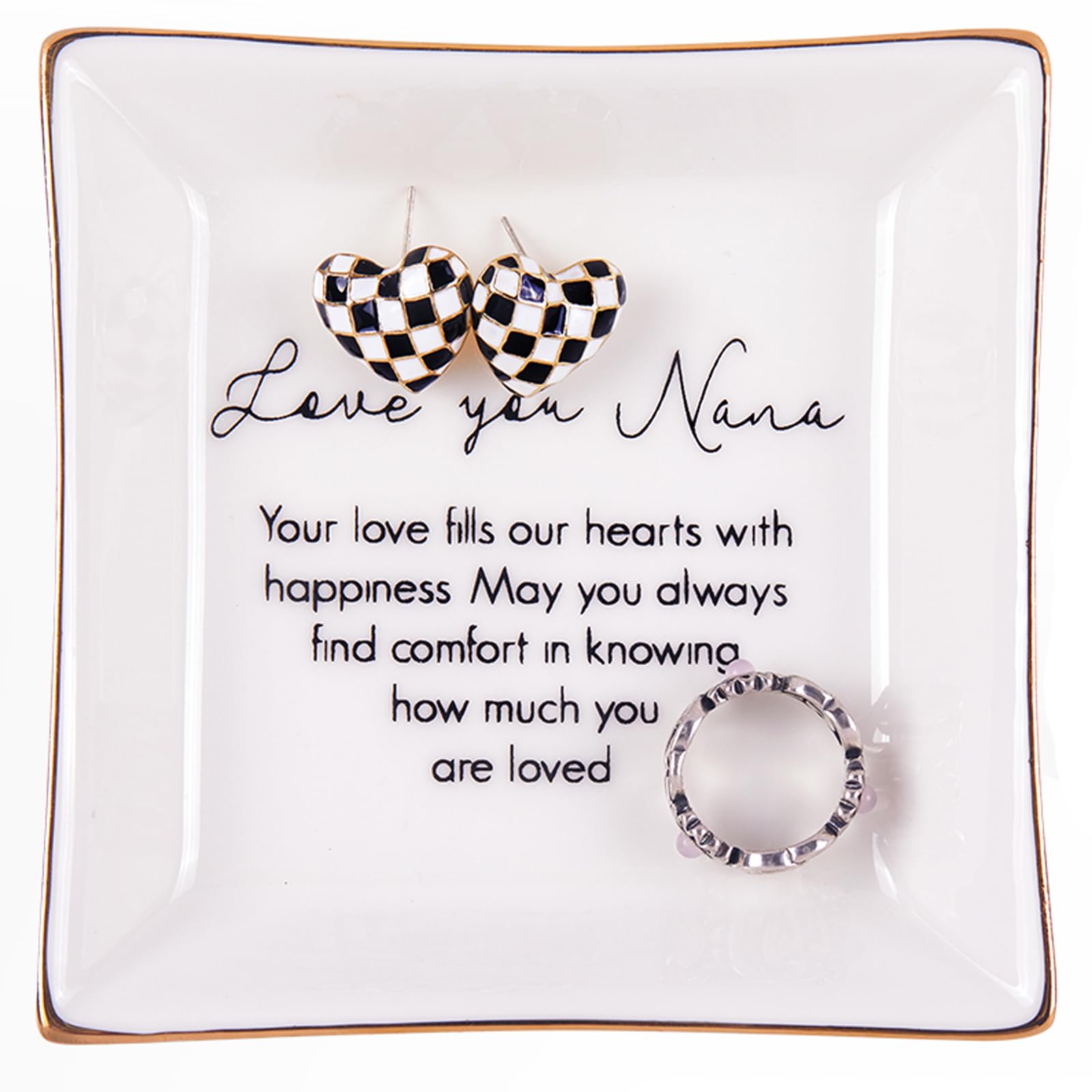 Nana Gifts Basket Jewelry Dish Set, Nana Christmas Gifts from Grandchildren, Birthday Gifts for Nana Grandma Gigi Mimi, Nana Chr