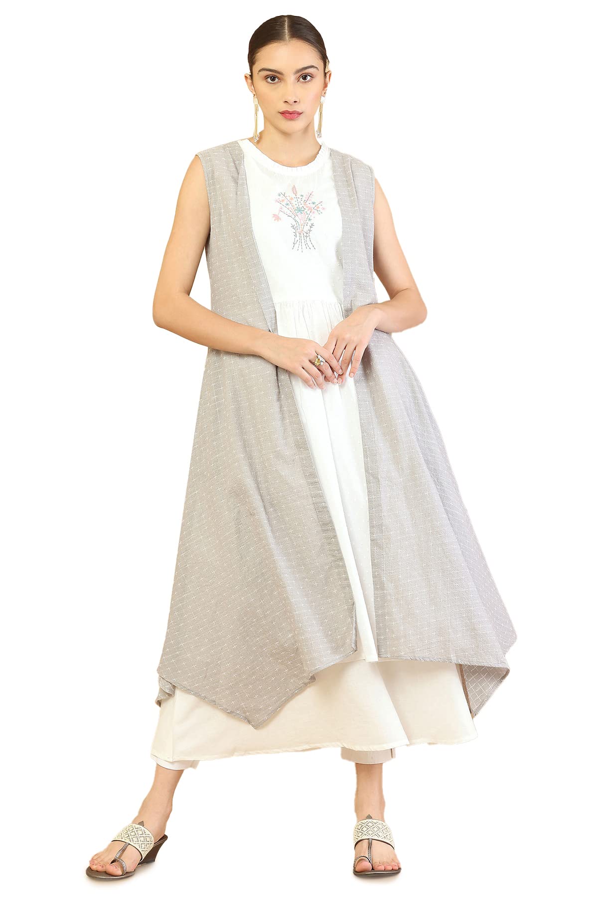 Soch Women Cotton Layered Jacket Style Kurta