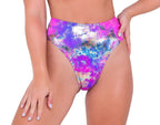 6059 - Tie-Dye High-Waisted Shorts - Medium / Purple/Multi