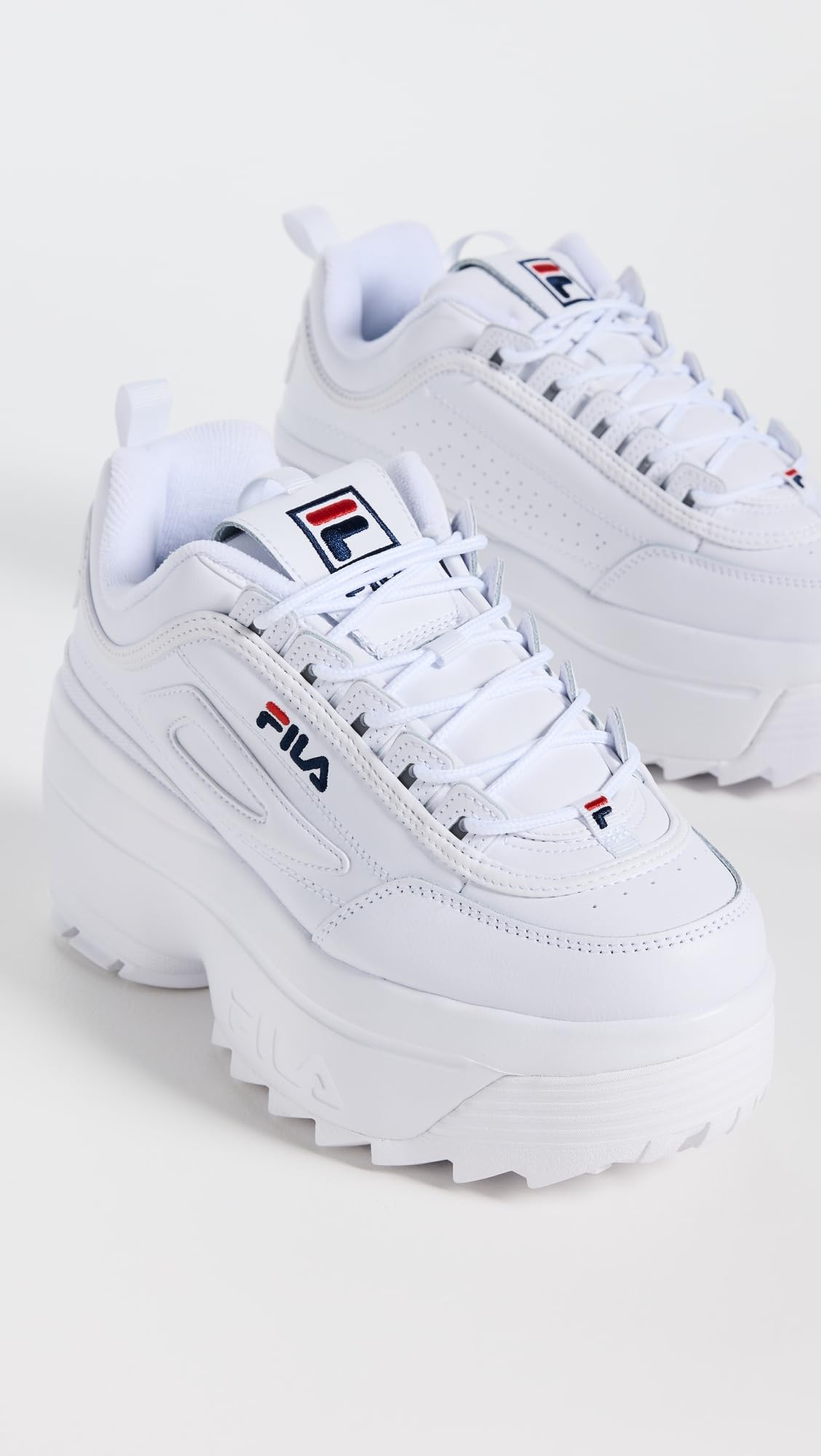 Fila Women's Low-Top Sneakers Shoes, White/Navy/Red, 9