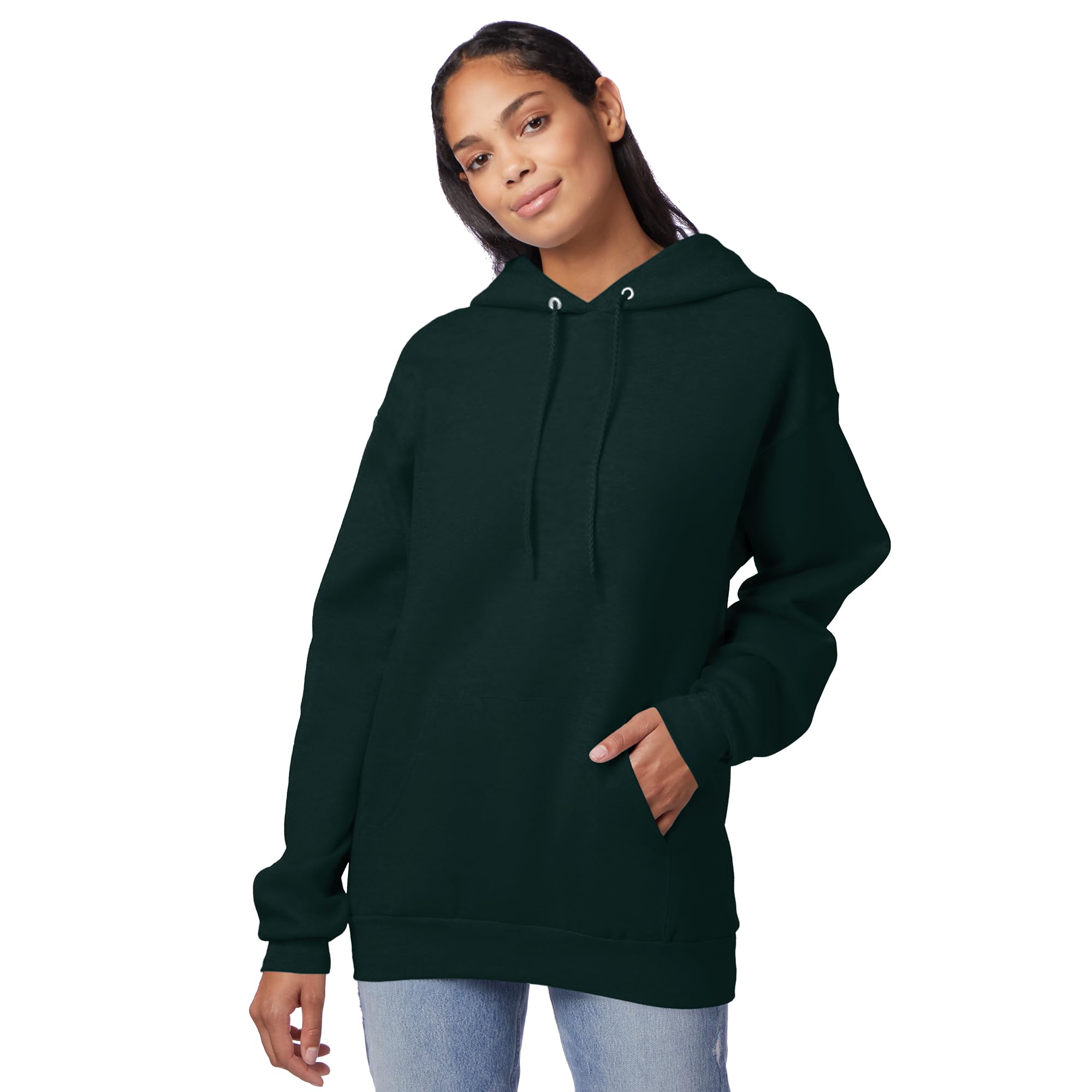 Hanes Men's Pullover EcoSmart Hooded Sweatshirt, Deep Forest, XX-Large
