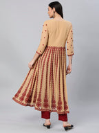 Gosriki Women'S Georgette Chikankari Embroidered Anarkali Kurti (Kari Beige-Nw1-Gs)