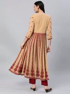 ANNI DESIGNER Womens Georgette Chikankari Embroidered Anarkali Kurti (Kari Beige-Nw1_M_Beige_Medium)