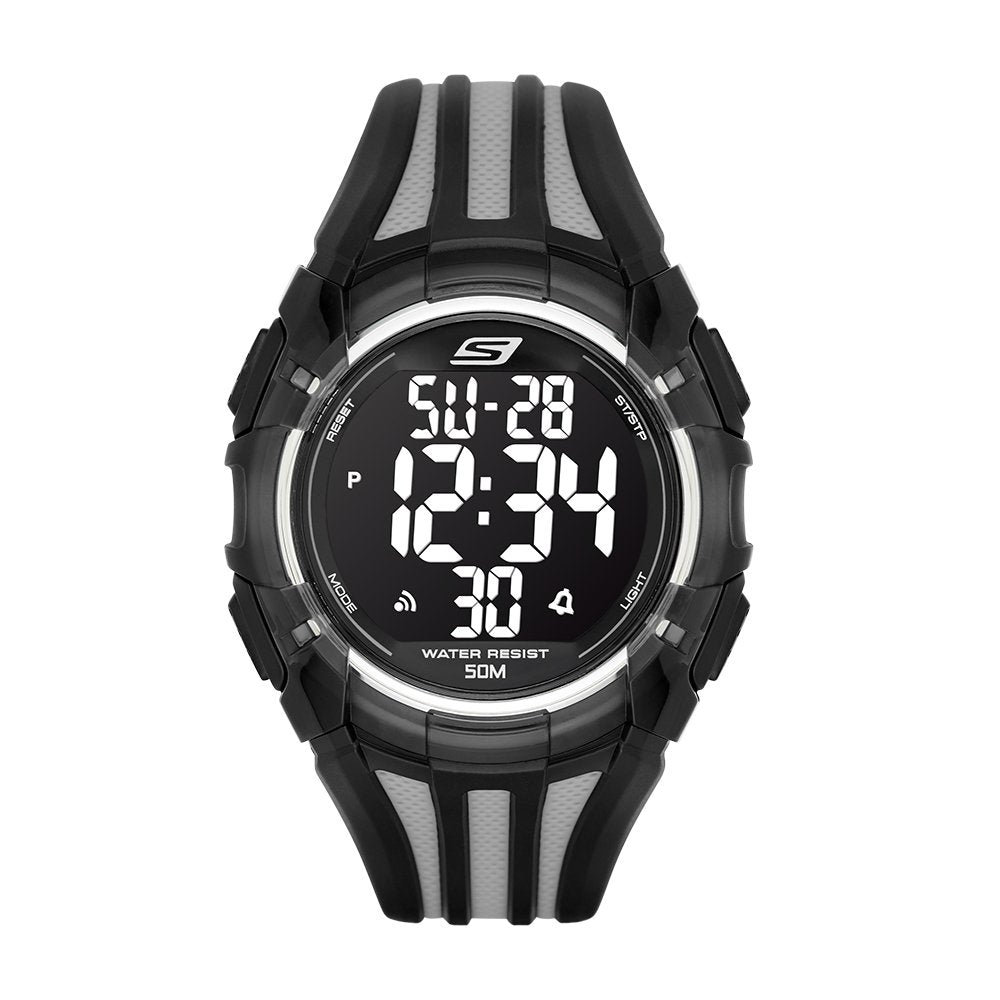 Skechers Men's El Porto Digital Chronograph Watch, Color: Black, Grey (Model: SR1006)