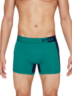 XYXX Mens Underwear Dualist IntelliSoft Antimicrobial Micro Modal Trunk Pack of 3 (Brilliant Blue & Black Iris ; Navigate & Bla