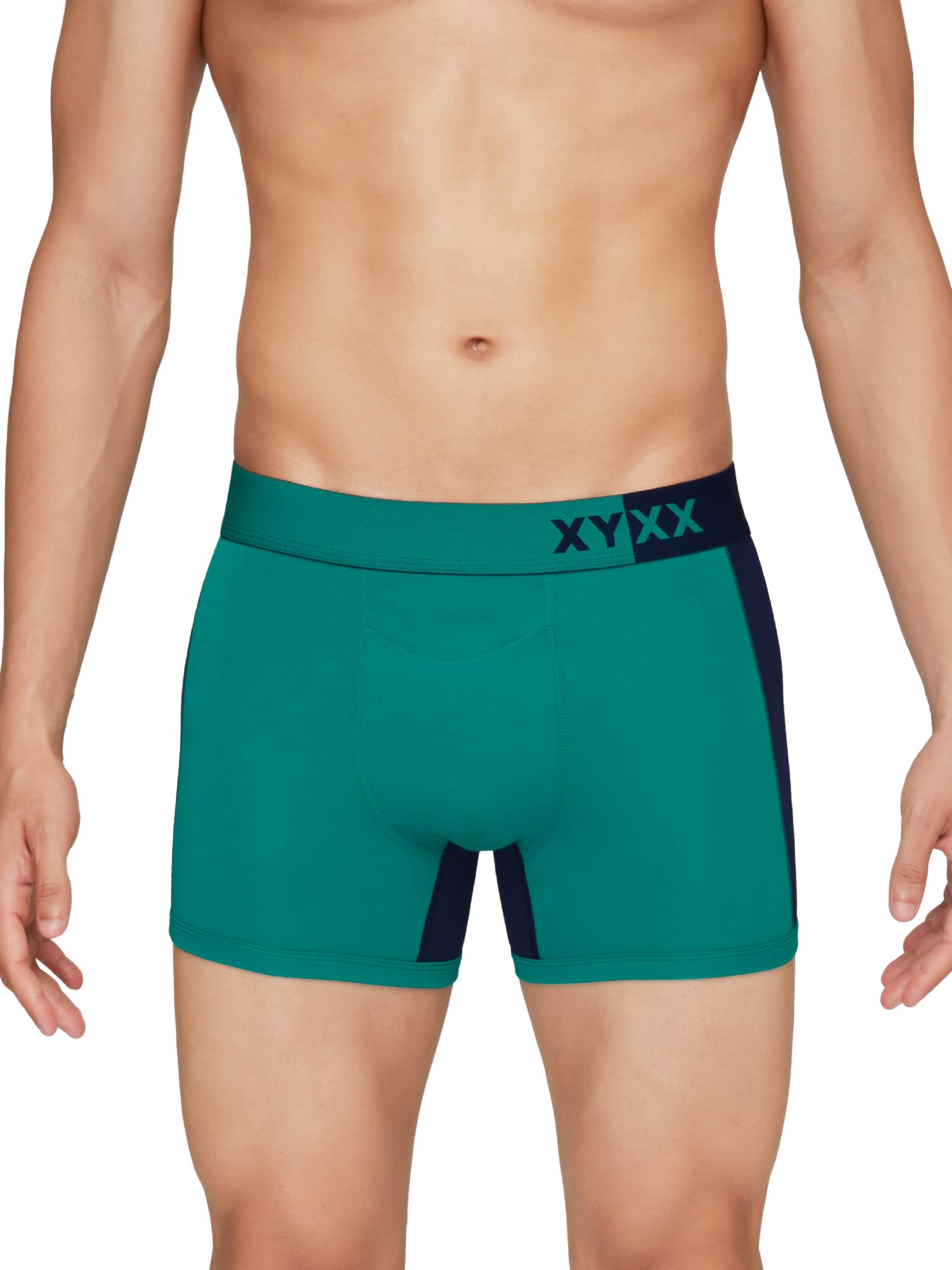 XYXX Mens Underwear Dualist IntelliSoft Antimicrobial Micro Modal Trunk Pack of 3 (Brilliant Blue & Black Iris ; Navigate & Bla