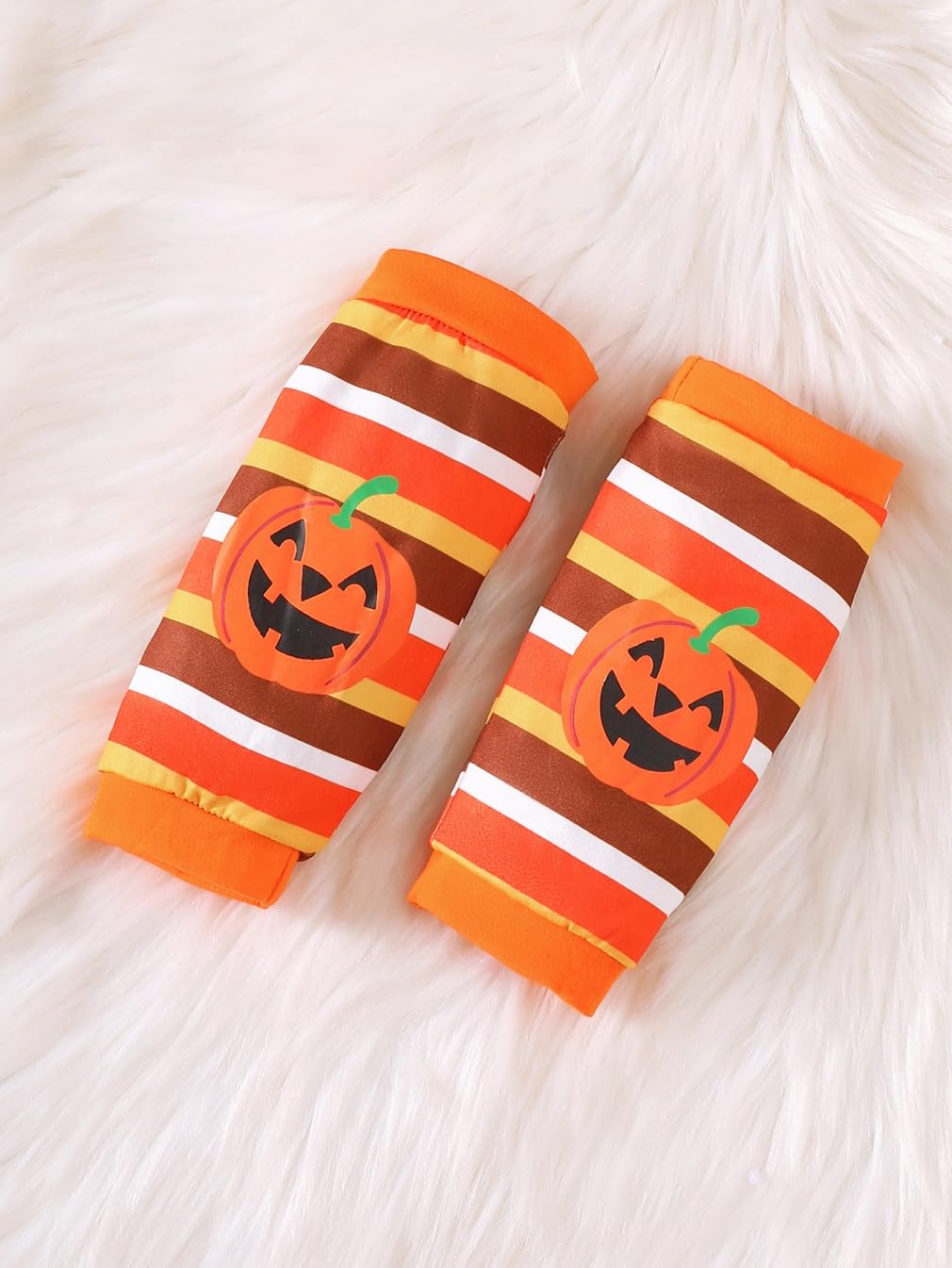 Baby Girls Halloween Outfits Costume My 1st Halloween Romper+ Tutu Skirt+ Striated Leg Warmer+ Bunny Headband 4Pcs Outfit Set (B)