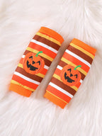 Baby Girls Halloween Outfits Costume My 1st Halloween Romper+ Tutu Skirt+ Striated Leg Warmer+ Bunny Headband 4Pcs Outfit Set (B)