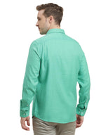 Turtle Men 100% Cotton Slim Fit Turquoise Solid Full Sleeve Casual Shirt