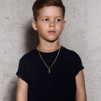 Joxevyia Small Cross Necklace for Boy 14K Gold Filled Stainless Steel Cross Pendant with Cuban Chain Necklace Simple Faith Jewel