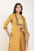Lookmark WomenS Printed Cotton Blend Straight Kurta Afghani Pant Dupatta Set - Ethnic Elegance Embodied | Perfect Fusion Of Tra