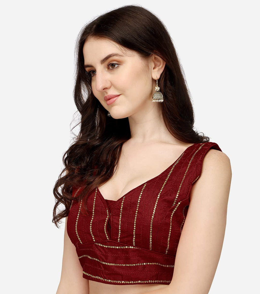 Pujia Mills Womens Silk Sequin Work Blouse