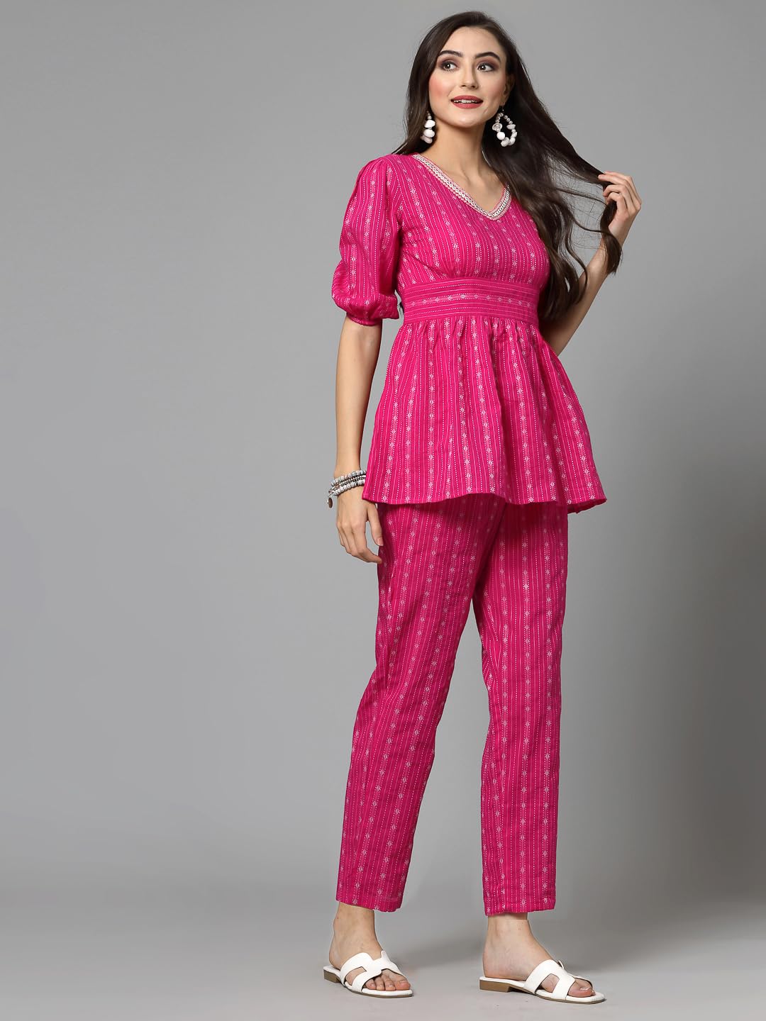 Stylum WomenS Woven Design Cotton Co-Ord Set