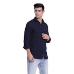 Turtle Men 100% Cotton Indigo Dark Blue Dobby Slim Fit Full Sleeve Casual Shirt