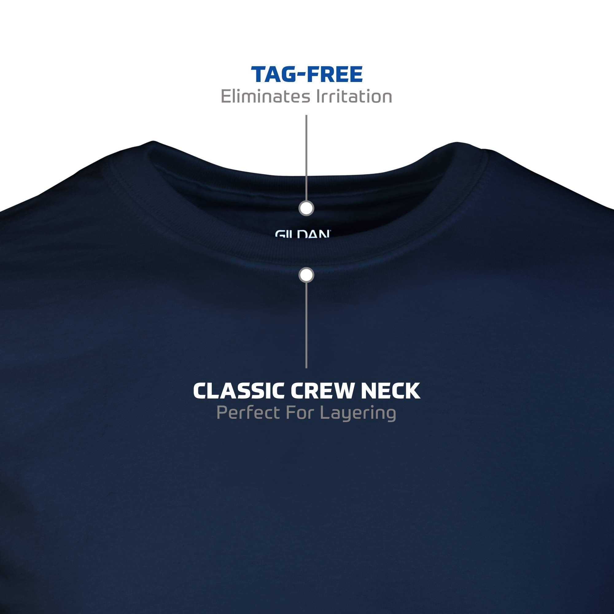 Gildan Men's Crew T-Shirts, Multipack, Style G1100, Navy/Charcoal/Cardinal Red (5-Pack), Medium