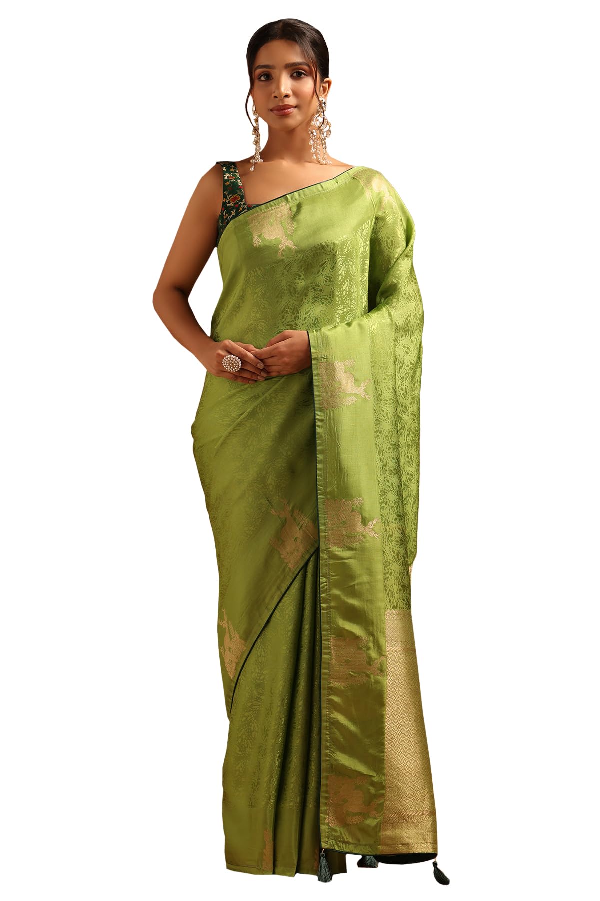 Soch Women Dola Silk Botanical Zari Woven Saree