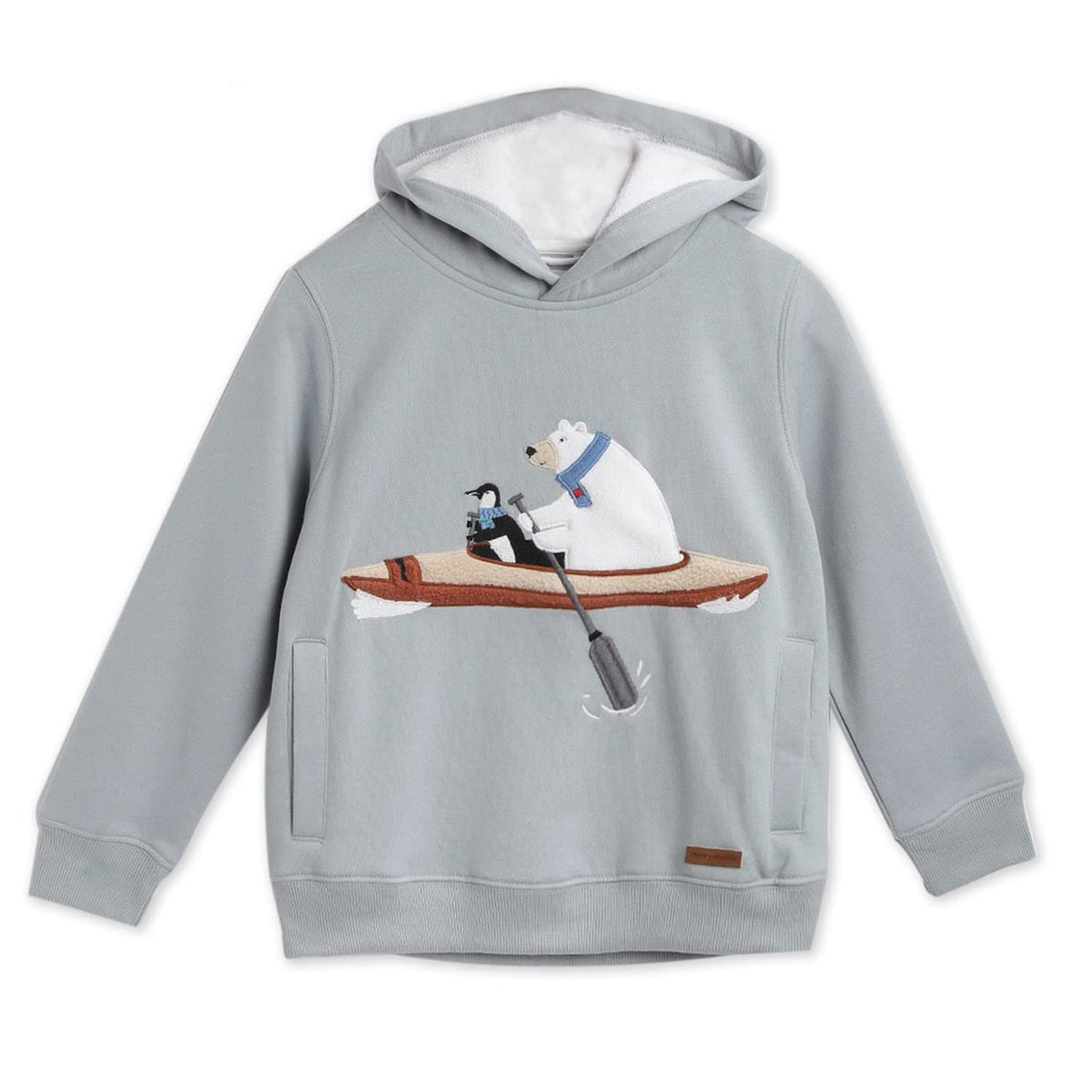 CHERRY CRUMBLE Blue Grey Solid Applique Fleece & Polar Fleece Cotton Blend Welt Pocket Boys & Girls Casual River Fun Winter Warm 13-14