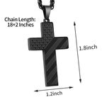 DuoDiner Black Cross Necklace for Boys Men Pendant Chain Stainless Steel American Flag Always Remember Religious Christian Confi