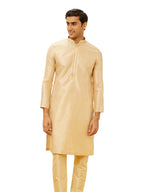Manyavar Mens Beige Art Silk Kurta Pyjama Set