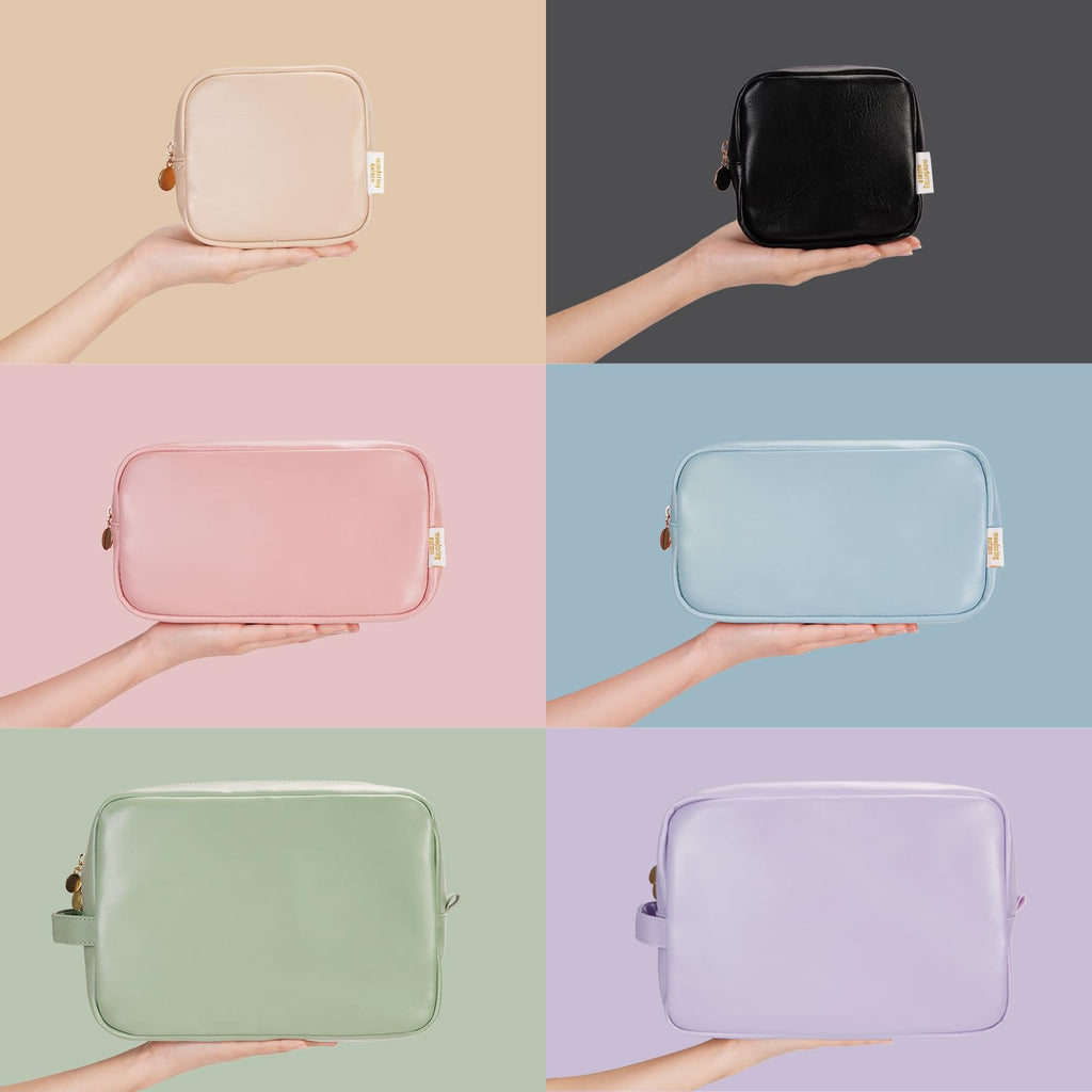 Wandering Nature Small Makeup Bag for Purse Mini Make up Pouch Cute Cosmetic Pouch for Women with Slip-in Pockets Eco Vegan Leat