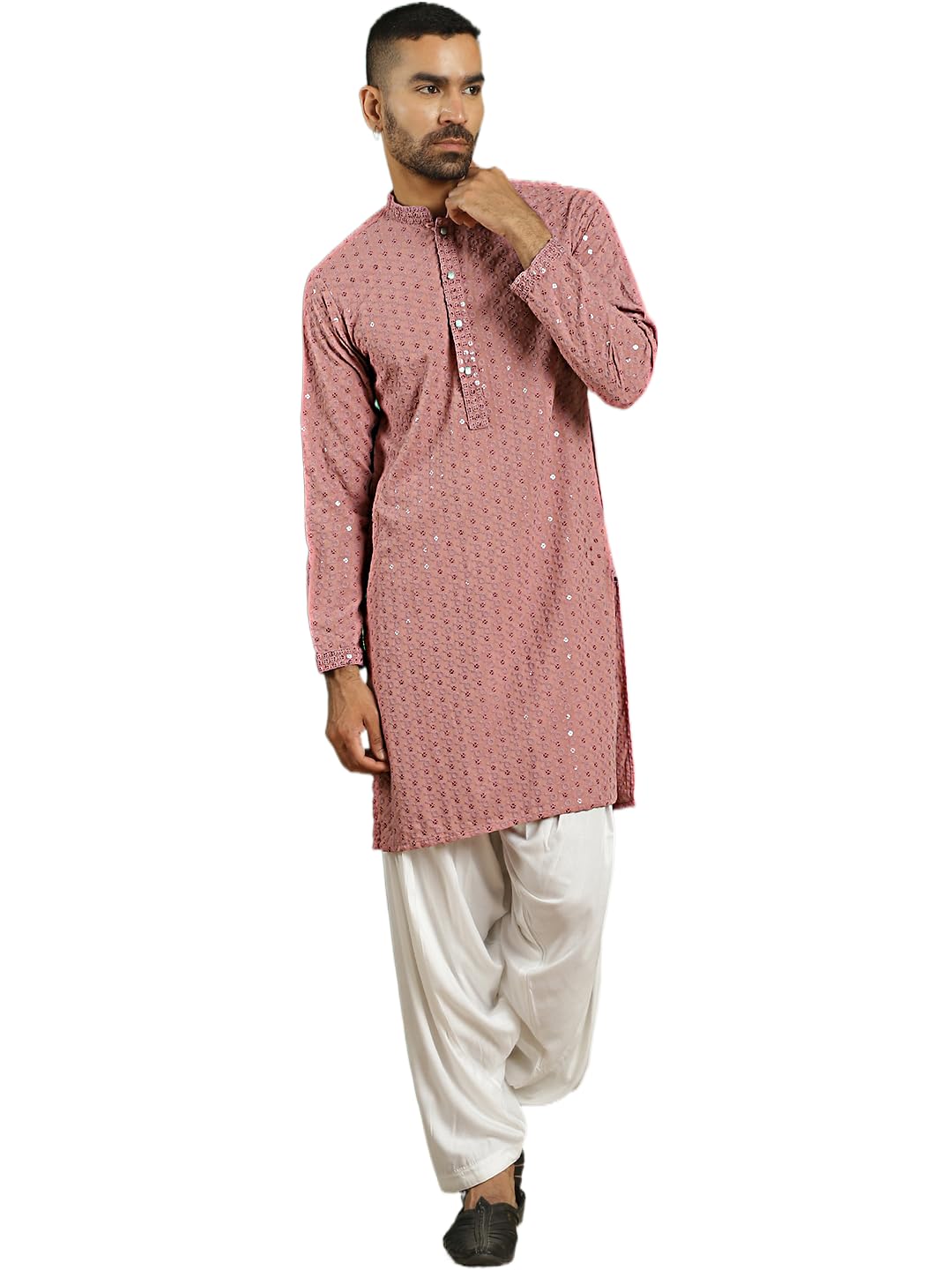 Jompers Mens Embroidered And Sequins Kurta With Salwar