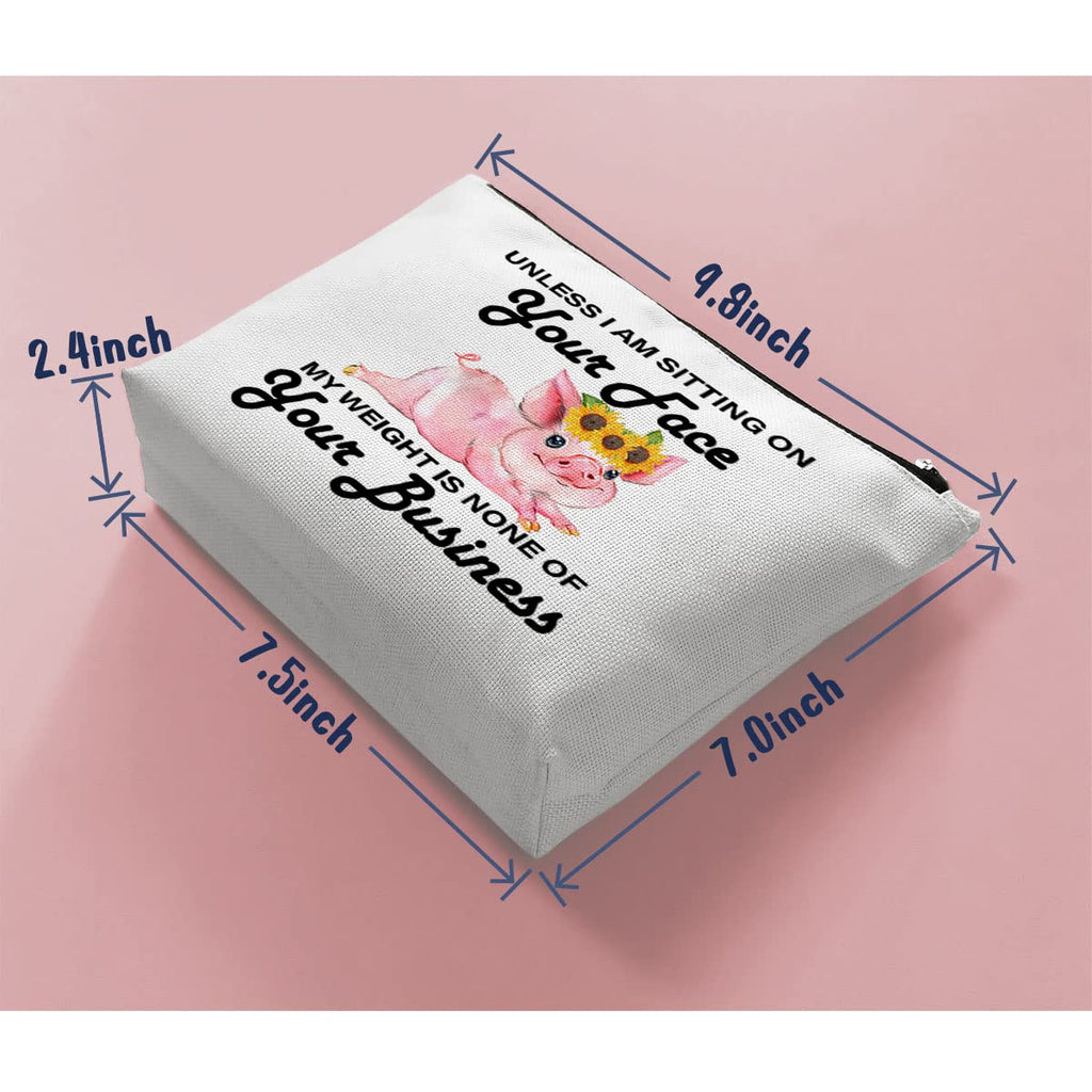 Pig Gifts for Pig Lovers, Cute Pigs Gifts for Women,Sarcastic Funny Pig Makeup Bag, Unless I Am Sitting on Your Face