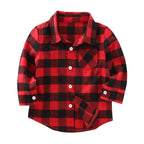 Toddler Girls Boy Clothes Plaid Flannel Long Sleeve T-Shirt Tops Kid Christmas Outfits(3-4T) Red-a