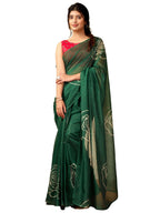 Satrani WomenS Chanderi Cotton Printed Ready To Wear One Minute Pre Pleated Readymade Saree With Unstitched Blouse Piece (32Rs3