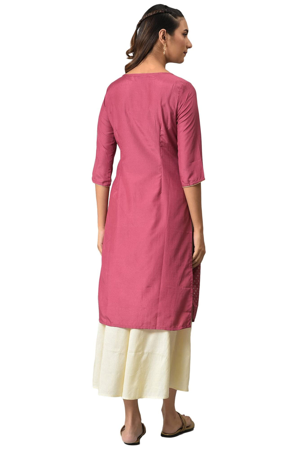 Aurelia Women Polyester Floral Printed Straight Regular Kurta