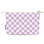 Narwey Small Makeup Bag for Purse Travel Makeup Pouch Cosmetic Bag Zipper Pouch Bags for Women (Purple Checkerboard)