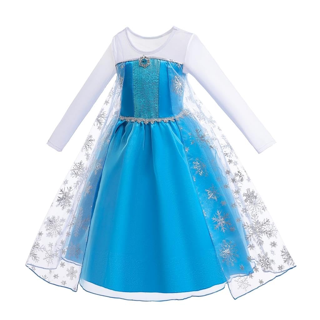 Dressy Daisy Girls' Ice Princess Dress Costume Birthday Halloween Christmas Fancy Party Dresses with Cape Draping