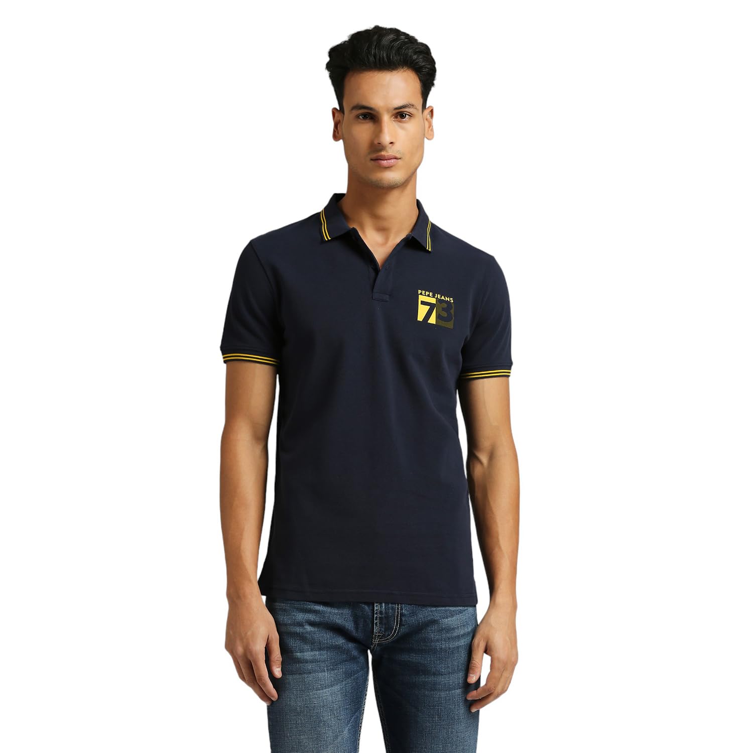 Pepe Jeans MenS Solid Regular Fit T-Shirt (Pm542191_Navy