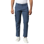 Dennis Lingo Mens Casual Solid Cotton Tapered Fit Mid Rise Ankle Length Multi-Pocket Stretchable Cargo Pant/Trousers (Petrol lB