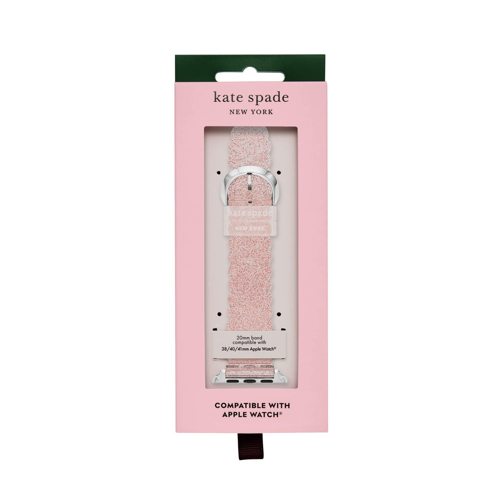 Kate Spade New York Women's Pink Glitter Jelly Band for Apple Watch, 38/40/41mm (Model: KSS0147)