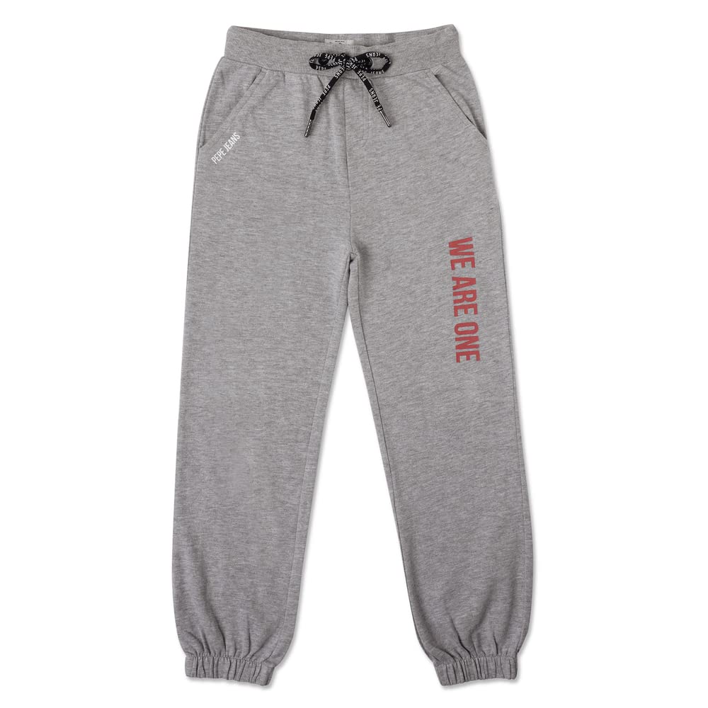 Pepe Jeans Boys Jello Graphic Printed Jogger, Grey Mel,10