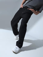 Hubberholme Men Black Cotton Relaxed Fit Mid-Rise Jeans