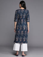 Libas WomenS Cotton Printed Straight Kurta (26190_Blue
