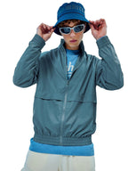 Bewakoof Air 1.0 Mens Solid Oversized Fit Full Sleeve Collared Neck Nylon Windcheater Jacket_ 596377 Blue XL