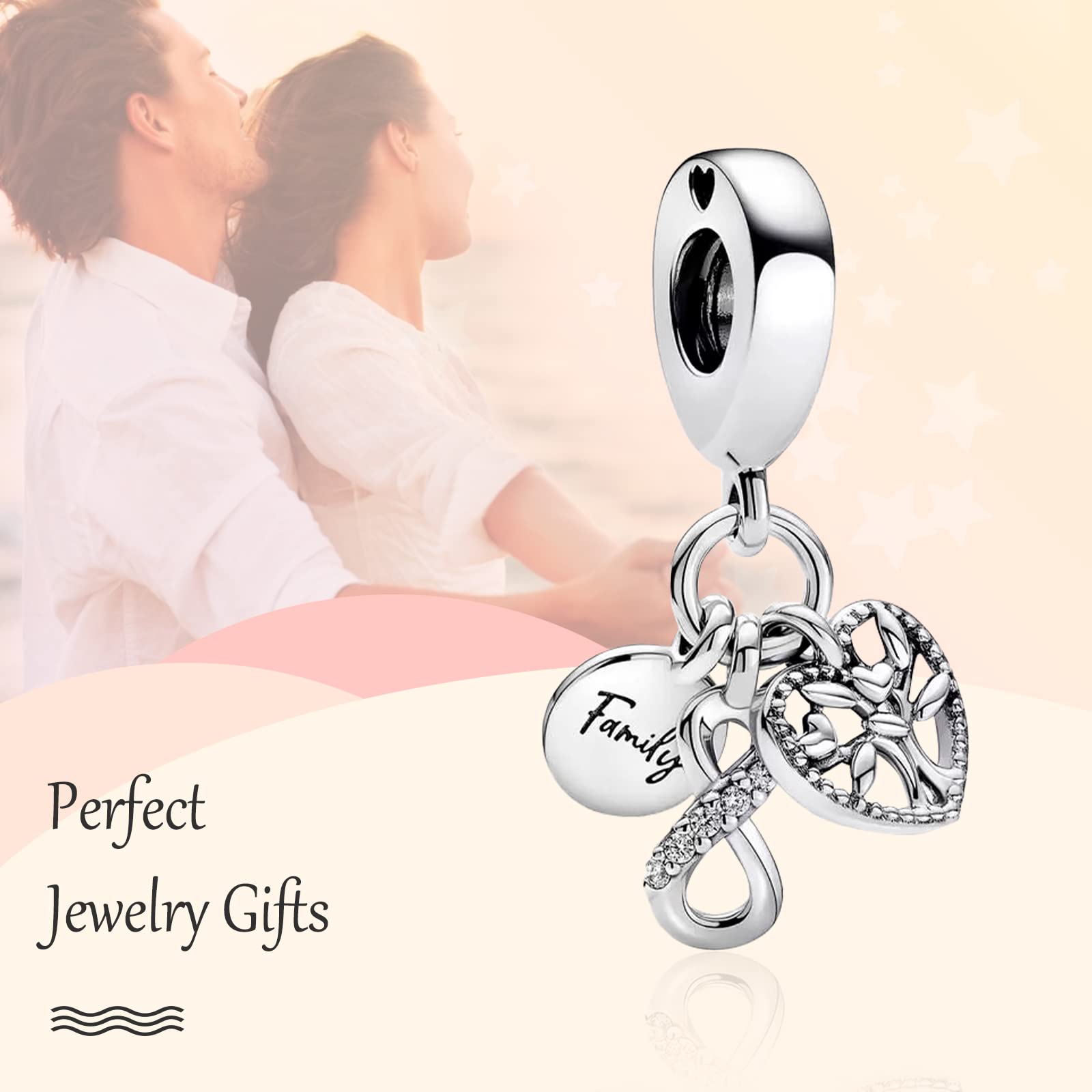 Annmors Family Tree of Life Charm 925 Sterling Silver Bead Forever Love Dangle Charm fit Women Bracelet & Necklace DIY Jewelry G