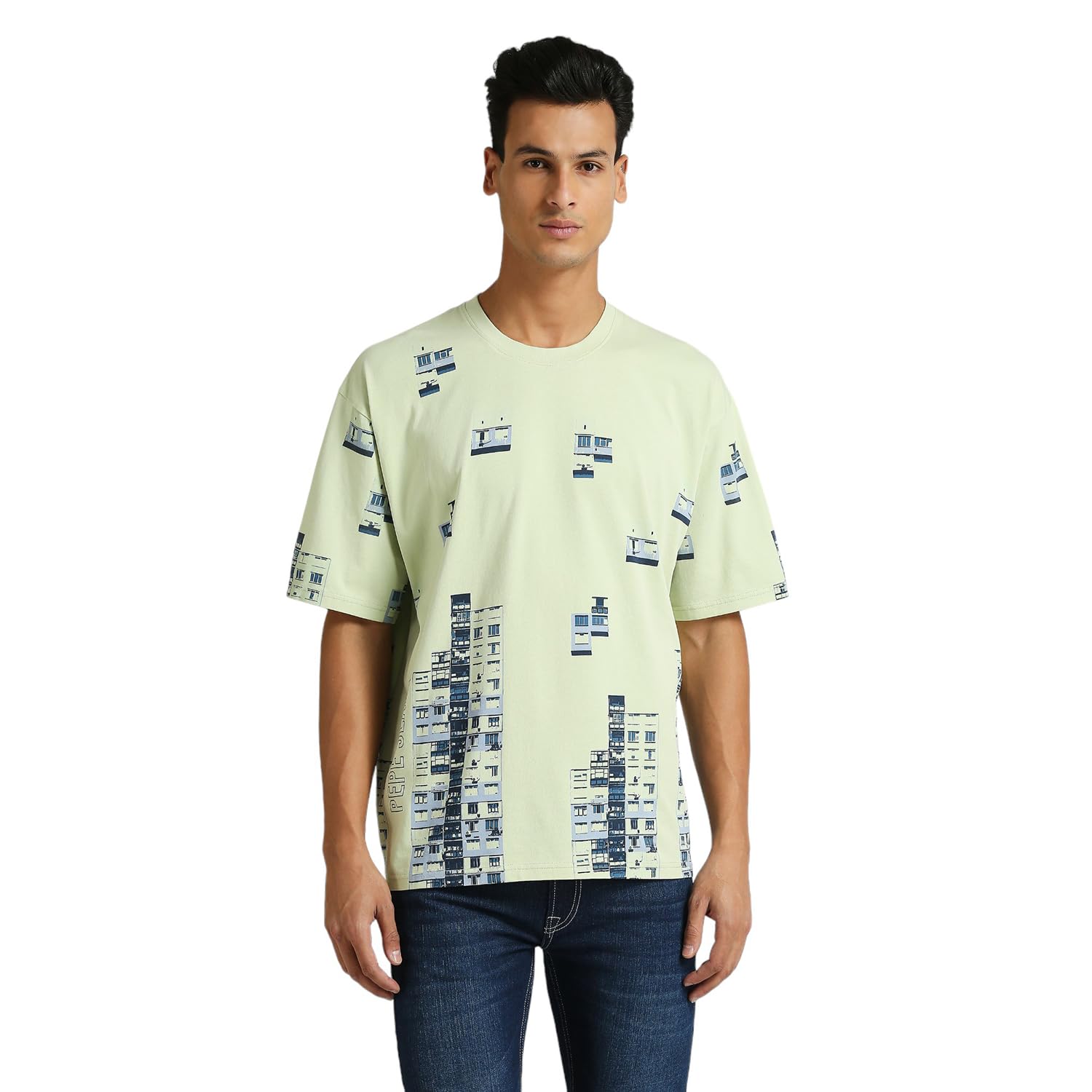 Pepe Jeans MenS Oversize Fit Graphic Printed T-Shirts Pistachio Green