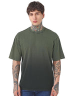 Bewakoof MenS Self Design Oversized Fit Half Sleeve Round Neck Cotton T-Shirt_662239_Green_Xl